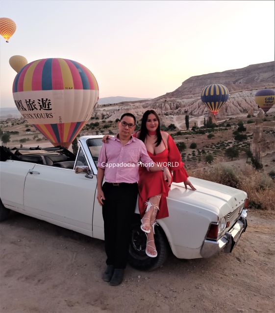 Cappadocia Photo Shoot with Classic Car and Flying Dress - Love Valley and Rose Valley: turning poses into motion