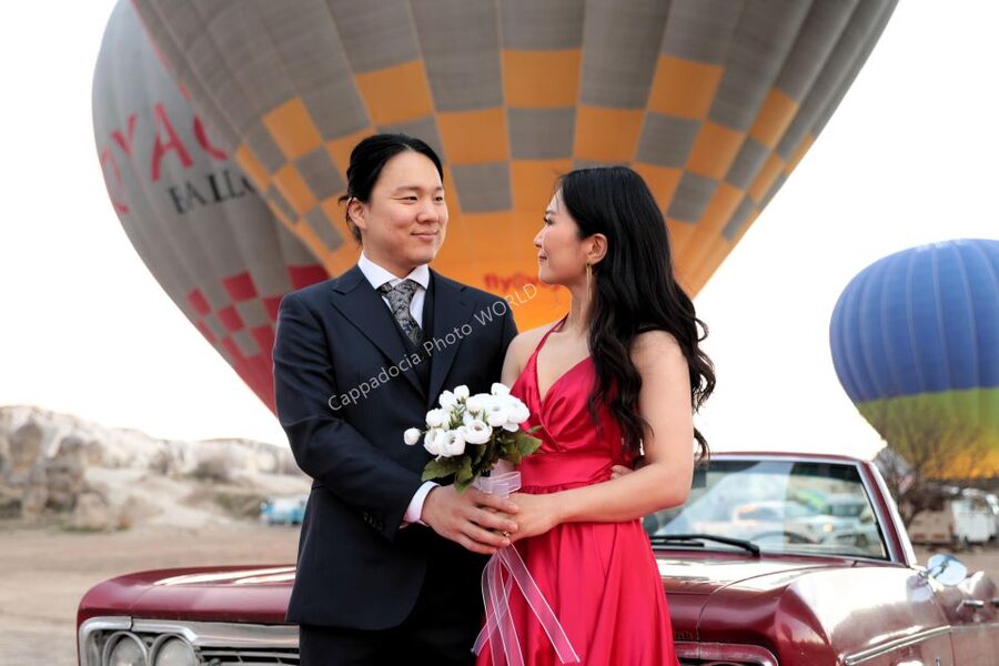 Cappadocia Photo Shoot with Classic Car and Flying Dress - Timing choices: sunrise light, sunset mood, and balloon odds