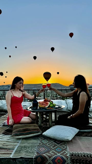 Cappadocia: Terrace Photo Spot With Balloon Flight View - Best for proposals, anniversaries, and birthday photos
