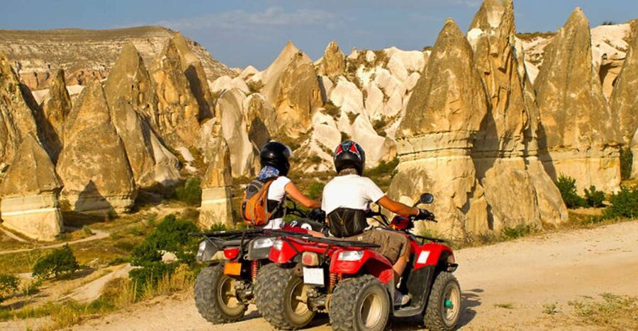From Göreme: Cappadocia Valleys at Sunset ATV Tour - ATV basics: helmets, a controlled pace, and convoy riding