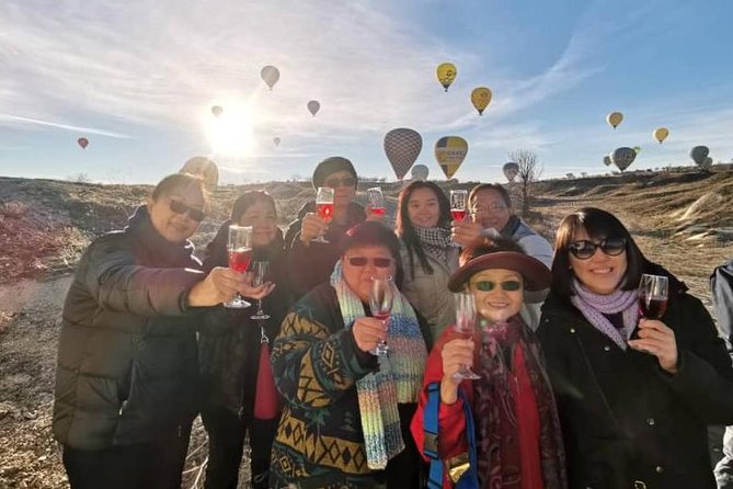 Hot Air Balloon Ride Cappadocia Goreme & Champagne party - The flight itself: 1 hour up high over fairy chimneys and valleys